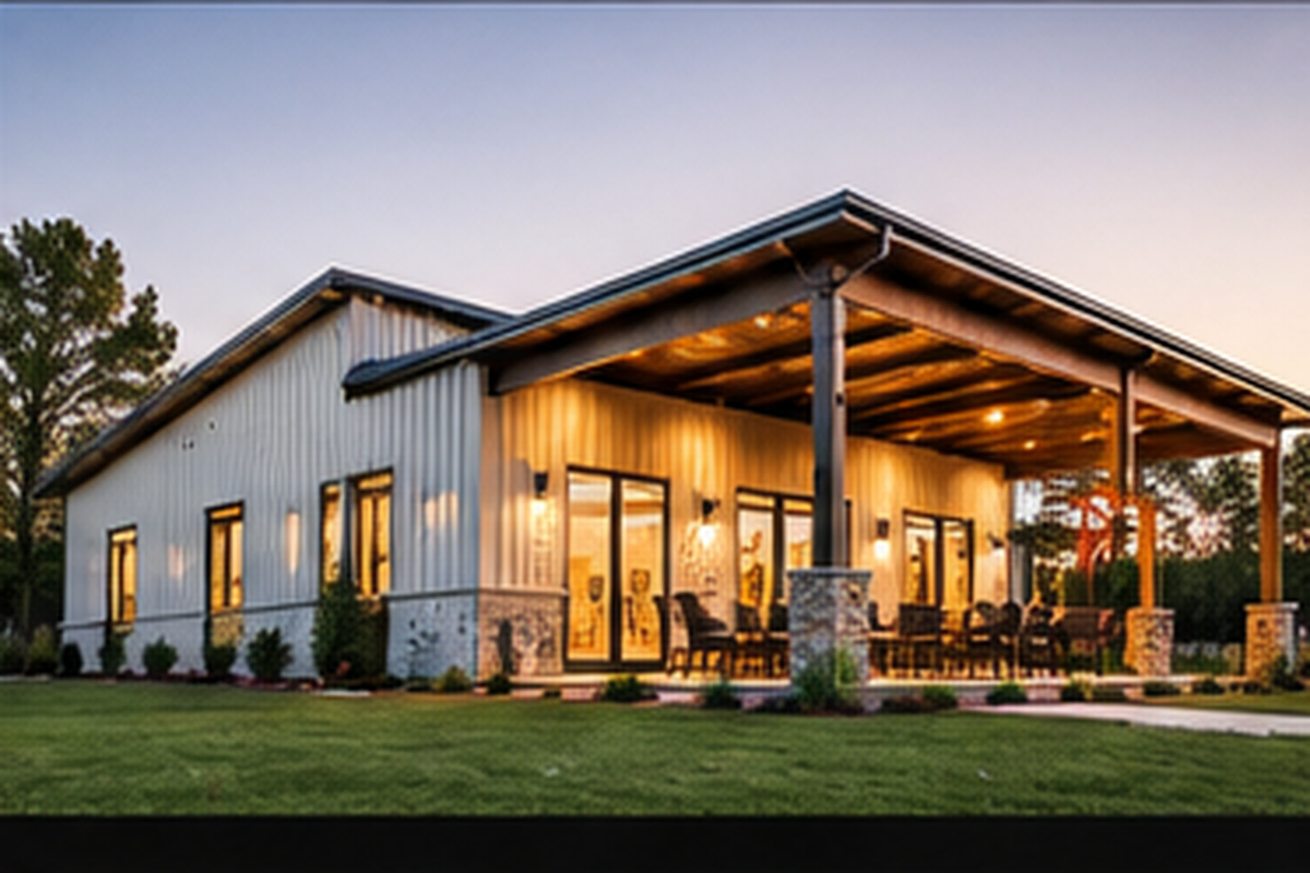 Contemporary ranch-style barndominium